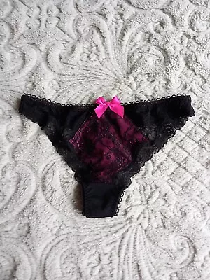 M&S Limited Collection Black & Pink Thong Size 8 • £3