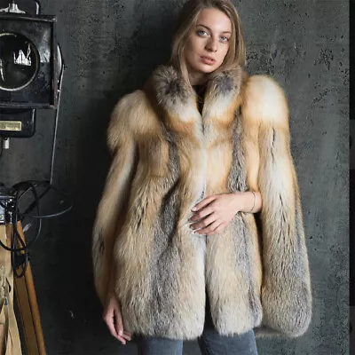 Women Luxury Warm Full Pelt Genuine Red Fox Fur Poncho Cape Real Fur Stole Coat • $1169.15