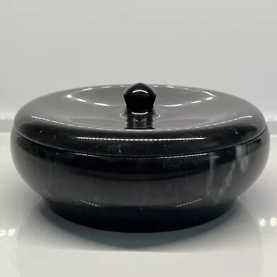 Vtg Black Marble Ashtray W/ Lid Outdoor Decor Mid Century Modern Trinket Box • $65