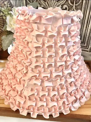 A Pink Ruffled Fabric Lamp Shade Textured Display 9” Tall • $24.47