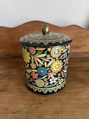 VTG Floral Enameled Colorful DAHER Tin Canister Made In Holland Cloisonné Style • $14