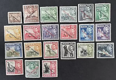 Malta 1948-53. Self-Government 1947. Set Of 21 Stamps 1/4d To 10s (MH) • $2.74