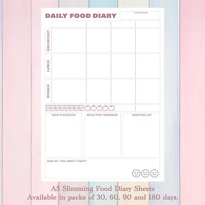 A5 Slimming Food Diary Sheets Individual Diet Diary Pages Slimming Weight Loss • £6.95