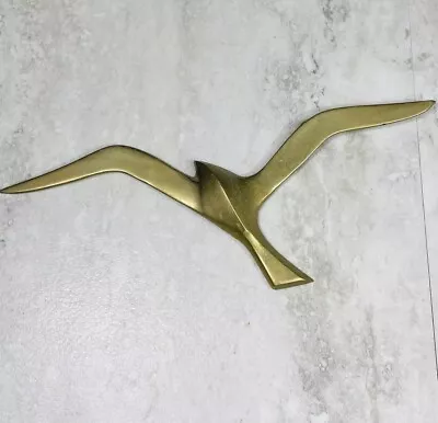 Mcm Vintage Brass Metal Bird 11” Sculpture Art Wall Hanging Art Seagull India • $24.99