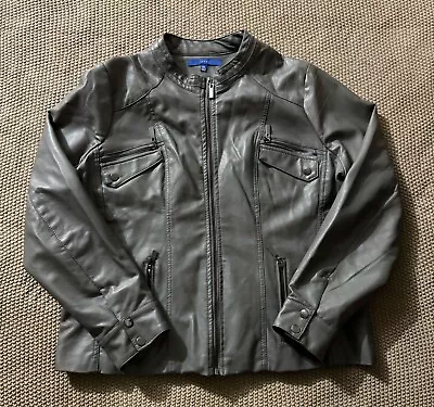 Apt. 9 Women’s Full Zip Faux Leather Moto Gray Jacket Sz 2XL • $35