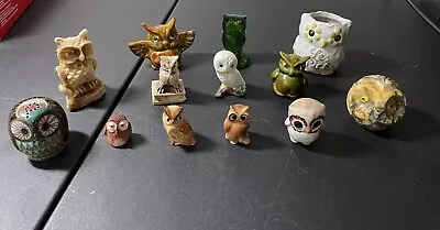 Vintage Owl Figurines Lot Of 13 Miniatures. • $14.95