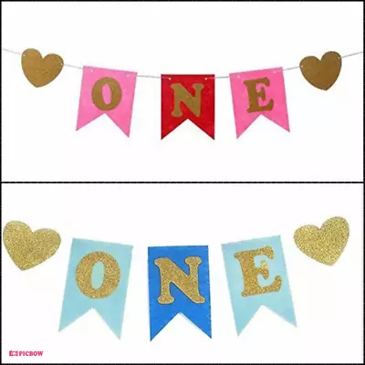 One Year Old 1st Banner Flag Bunting Baby 1st Birthday Decoration • $6.49