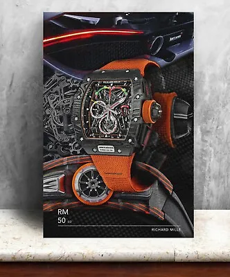 Richard Mille RM50-03 - Mclaren Orange Watch Print. Bold Graphic Art On Canvas • £50