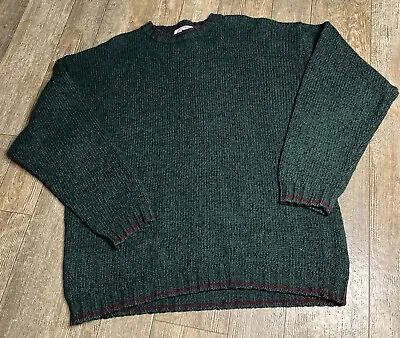 VTG Eddie Bauer Legends 100% Wool Mens Size L Crewneck Sweater Green Warm • $24.48