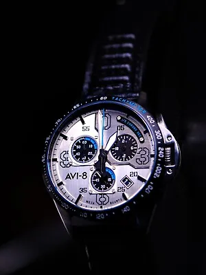 AVI-8 P-51 Mustang Blakeslee Chronograph Silver Black Men’s Watch New • $215