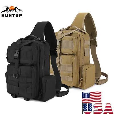 Outdoor Tactical Sling Bag Military MOLLE Crossbody Pack Chest Shoulder Backpack • $21.99