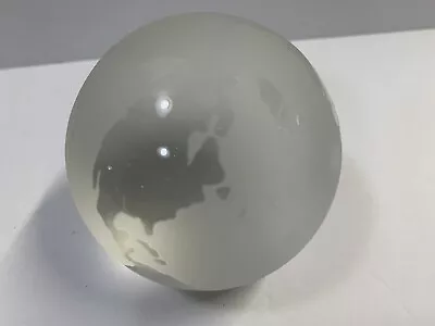 Vintage World Globe Earth Paperweight Etched Frosted Crystal Glass Clear 3” • $11.95