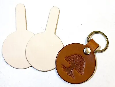 £4.45 • Buy Veg Tan Leather Blank Keyring/keyfob/make Your Own, Stamp/stain Create Your Own