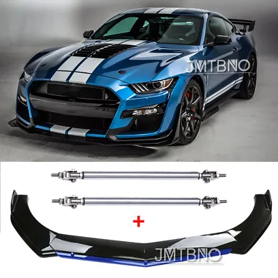 For Ford Mustang Mach-E Shelby Front Bumper Lip Splitter+Strut Rods Blue Black • $89.25