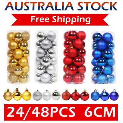 24/48PCS Christmas Decorations Baubles Tree Xmas Balls Party Wedding Ornament6cm • $21.50