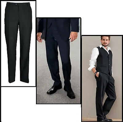 Black Formal Smart Trouser Morning Suit Masonic Mens Ascot Wedding Dress Wool • £10.99