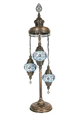 £119 • Buy Turkish Moroccan Lamp Floor Lamp Mosaic Blue 3 Globes With Bulbs