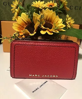 NWT!$185 MARC JACOBS Compact Zip Top Leather Wallet From NORDSTROM Rack 🔥Auth • $89