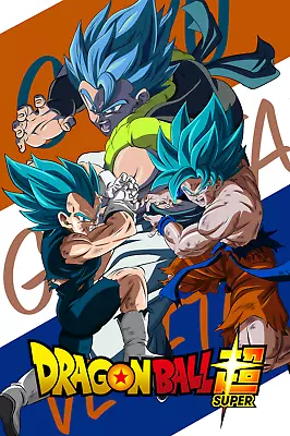 Dragon Ball Super Poster Vegeta Goku Gogeta Blue Attack Logo 12inx18in • $9.95