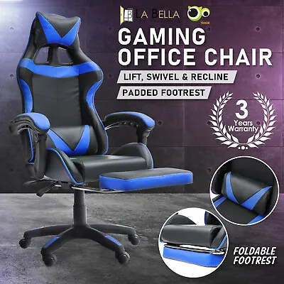 $157 • Buy Gaming Office Chair Ergonomic Executive Computer Racing Study Footrest - Blue