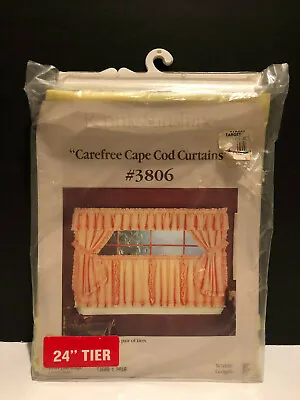 Carefree Cape Cod Curtains #3806 Yellow Tiers 1 Pair 60  X 24  Vintage • $12.98