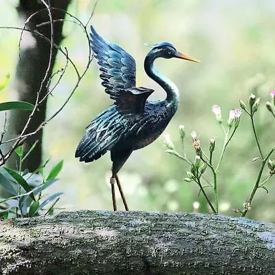 Crane Garden Statue Sculpture Metal Heron Outdoor Decor • $31.48