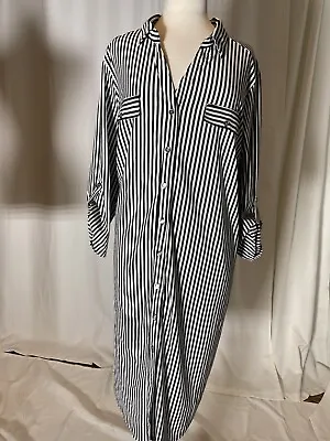 Mlle Gabrielle Black And White Striped Shirt Dress size-3X $59 • $39.99