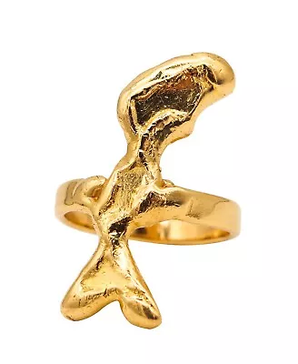 Jean Mahie 1970 Paris Sculptural Abstract Ring In Textured 22Kt Yellow Gold • $3895