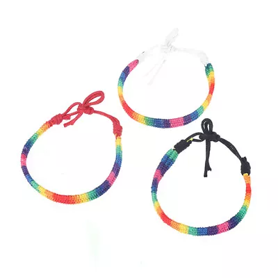 Charm LGBT Rainbow Rope Bracelets For Couple Pride Gay Women Men Handmade Woven • $22.53