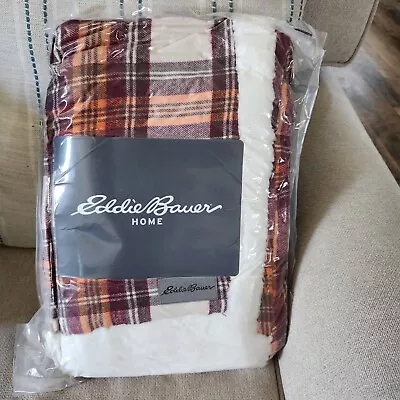 Eddie Bauer Home Edgewood Plaid Flannel Reversible Sherpa Throw New In Packaging • $29.99