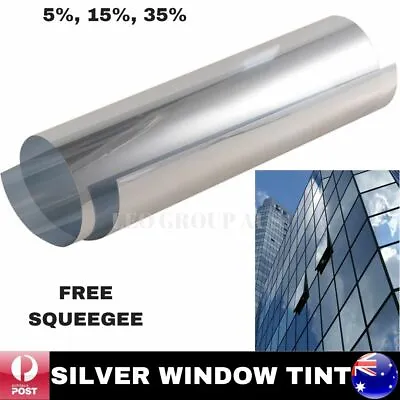 Silver One Way Mirror Reflective Window Tint Film Glass Solar Uv Block Tinting • $17.99