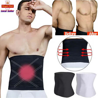 Men Body Shaper Waist Trainer Slimming Toner Belt Band Male Tummy Girdle Corset • £6.79