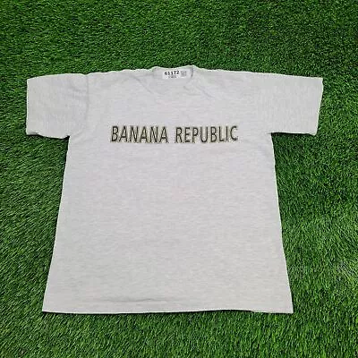 Vintage 90s Banana-Republic Shirt Womens M-Short 19x23 Gray Vector-Font Spellout • $48.77