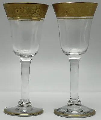 Tiffin Franciscan Special Minton Gold Clear Cordial Aperitif Glasses Pair A • $29.95