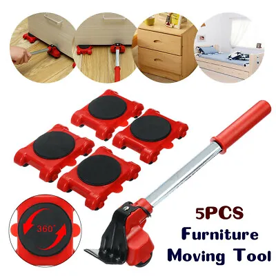 $27.05 • Buy 5Pcs Furniture Lifter Kit Lifting Moving Slider Mover Transport Set Tool Removal
