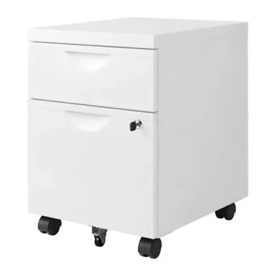 IKEA Erik Drawer Unit Filing Cabinet With 2 Drawers Lock Casters - White Steel • £10