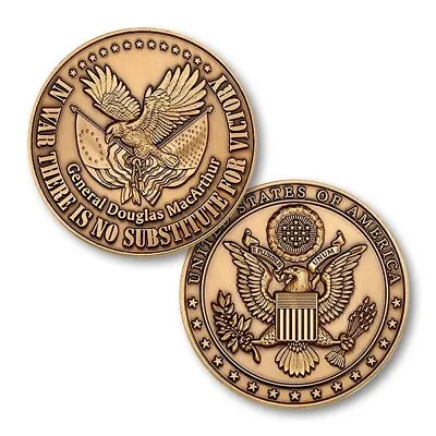 In War There Is No Substitute For Victory Douglas Macarthur 1.75  Challenge Coin • $36.99