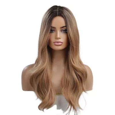 Cosplay Wigs Fake Scalp Long Wavy Ombre Blonde Heat Resistant Synthetic • £5.99