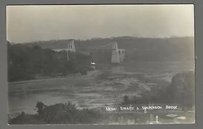 Vintage RP Postcard Menai Straits And Suspension Bridge. Unposted. • £5