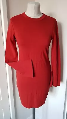 Superdry Red Stretch Bodycon Dress Knee Length Back Zip 8 • £0.99