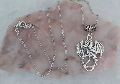 Tibetan Silver Dragon PendantLord Of The RingsHobbitSmaug Necklace.Handmade. • £4.45