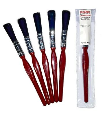 Half Inch Paint Brush Set 0.5  12mm Small Paint Brushes Pack Synthetic Brushes • £8.25