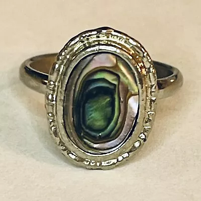 Sz 3.5 Vintage Paua/Abalone Shell Ring For Petite Hands Or Pinky Ring Boho • $11.99