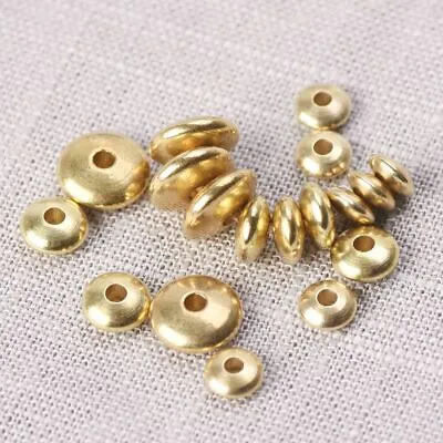 Flat Round Metal Beads Gold Color Spacer Bead Bracelet Charms DIY Jewelry Making • $10.26
