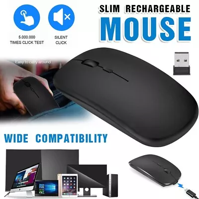 $10.15 • Buy Optical Wireless Bluetooth 5.1 Slim Rechargeable Mouse For Laptop,  Mac，iPad AU