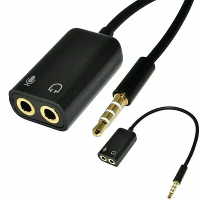 £3.40 • Buy Audio Headset Mic Y Splitter Cable Adapter TRRS To 2 TRS For Tabs, Laptops-3.5mm