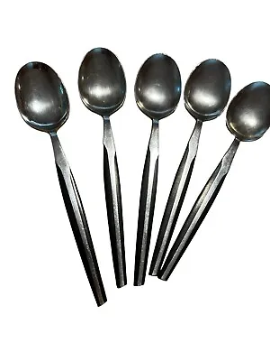 Eldan Vintage MCM Stainless Steel Black Set Of 5 Tea Spoons • $20