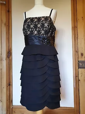 £15.99 • Buy Jessica Howard Black Party Strappy RaRa Dress, Lace Top & Bead Detail. Size 12