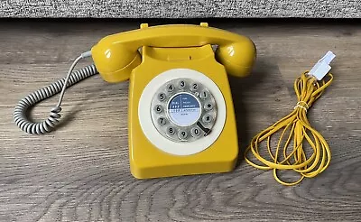 Vintage Retro Style Wild & Wolf 746 Mustard Yellow Push Button Telephone Working • £24.99