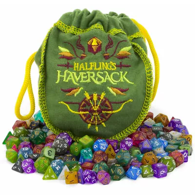 Wiz Dice Halfling's Haversack 140 Count Mini 10mm Polyhedral Gaming Dice & Pouch • $36.99